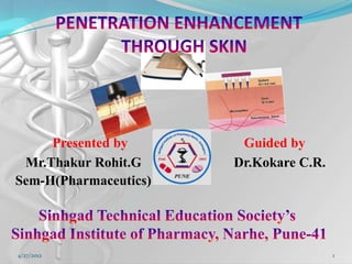 Presented by        Guided by
 Mr.Thakur Rohit.G      Dr.Kokare C.R.
Sem-II(Pharmaceutics)




4/27/2012                                1
 