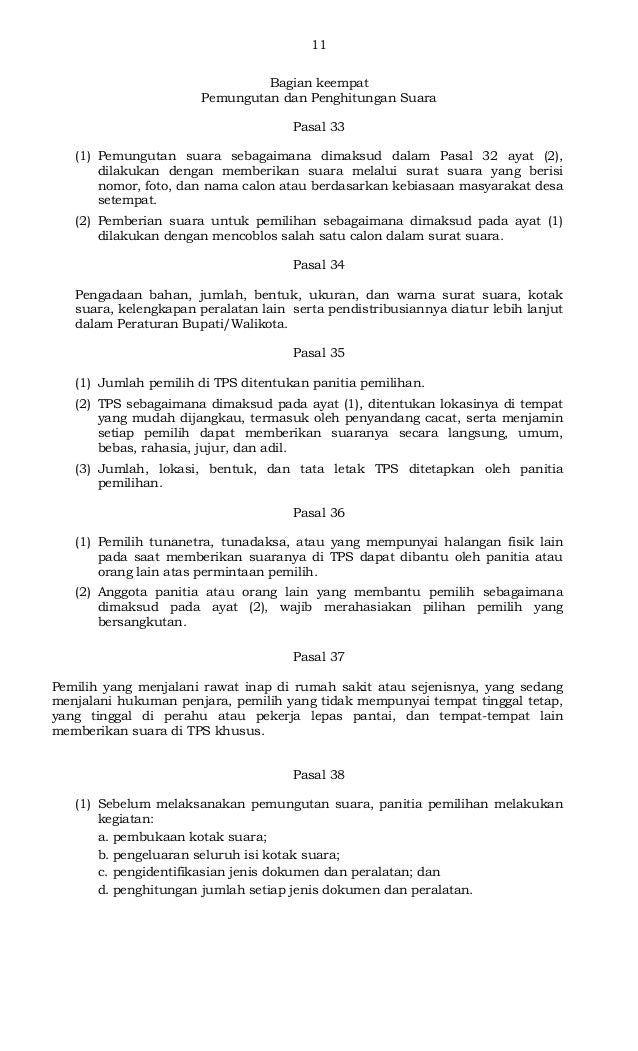 Permendagri Nomor 112 Tahun 2014 Pemilihan Kepala Desa