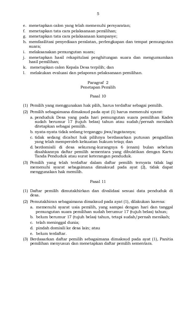 Permendagri nomor 112 tahun 2014