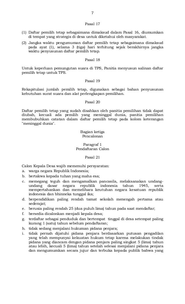 Permendagri Nomor 112 Tahun 2014