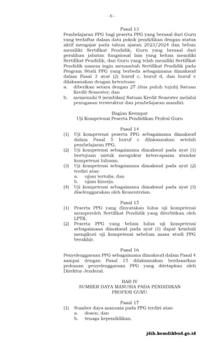 PERMENDIKBUDRISTEK NOMOR 19 TAHUN 2024 TENTANG PENDIDIKAN PROFESI GURU ...