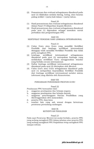 PERMENDIKBUDRISTEK NOMOR 19 TAHUN 2024 TENTANG PENDIDIKAN PROFESI GURU ...