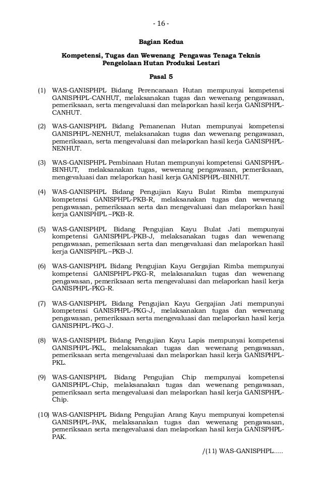 Permenhut No 54 Th 2014 Ttg Kompetensi Dan Sertifikasi Tenaga Teknis