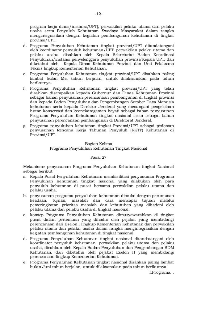 Permenhut ri no 78 th 2014 ttg pedoman penyusunan programa 