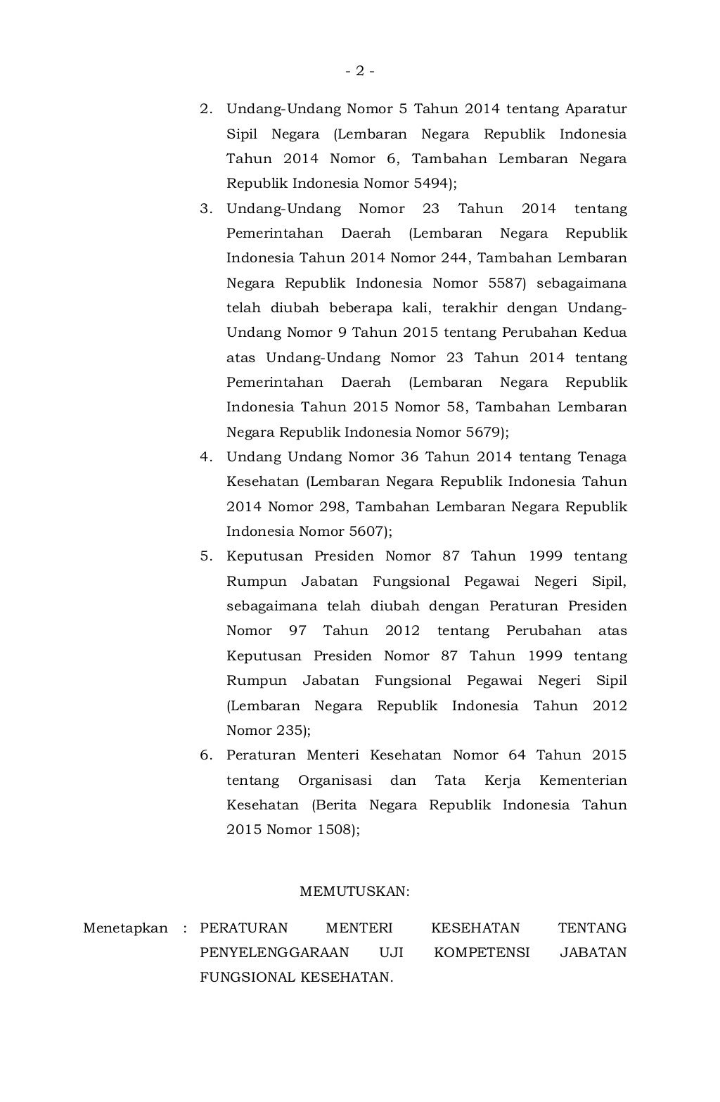 Peraturan Menteri Kesehatan No. 18 Tahun 2017 tentang Uji kompetensi