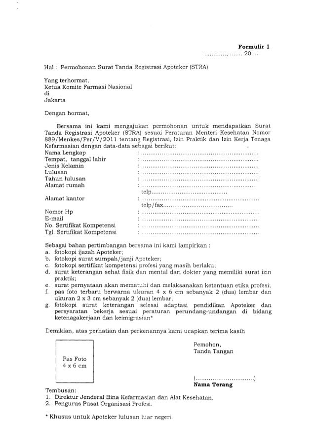 Permenkes No. 889 Tahun 2011 Tentang Registrasi, Izin 