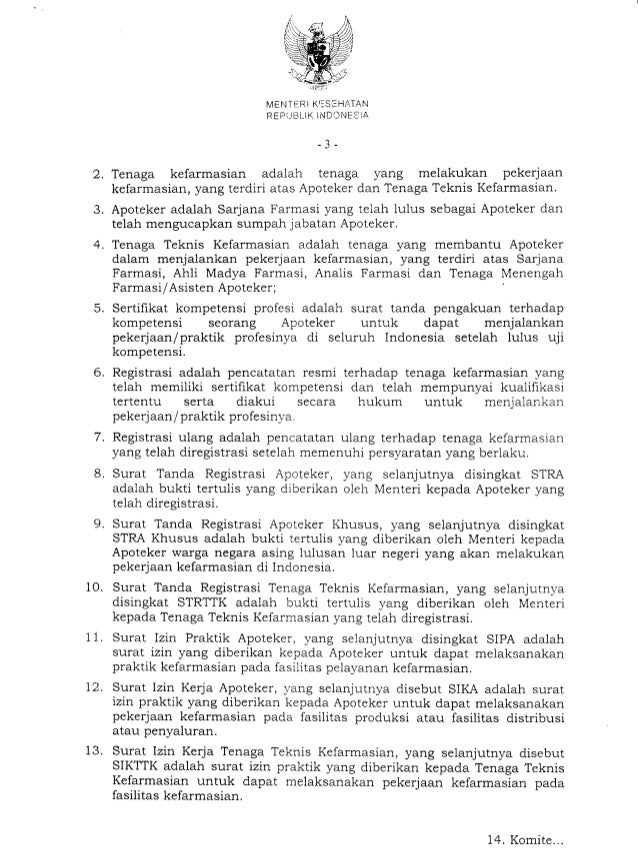 Contoh Surat Izin Kerja Tenaga Teknis Kefarmasian