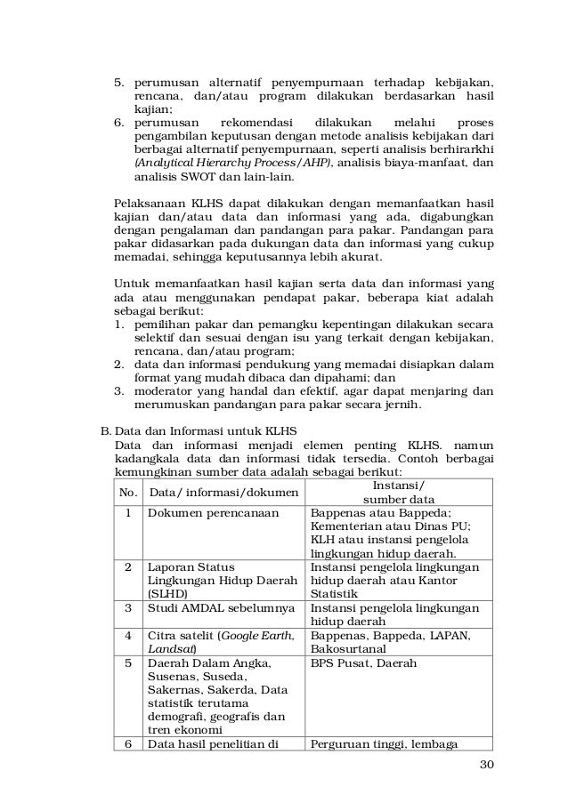 Permen Lh 09 2011 Pedoman Umum Kajian Lingkungan Hidup Strategis Klh