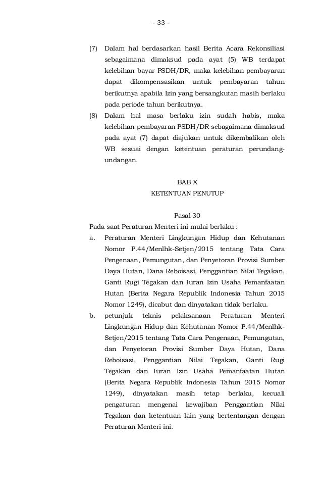 Permen LHK no.71 tahun 2016