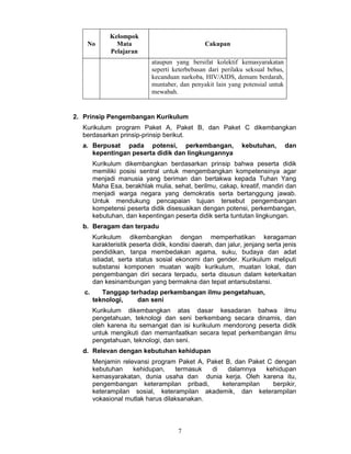 Permen no 14 tentang standar isi program kesetaraan paket b d c | PDF
