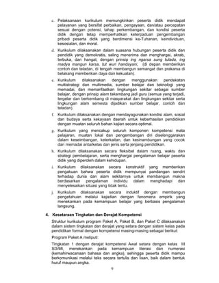 Permen no 14 tentang standar isi program kesetaraan paket b d c | PDF