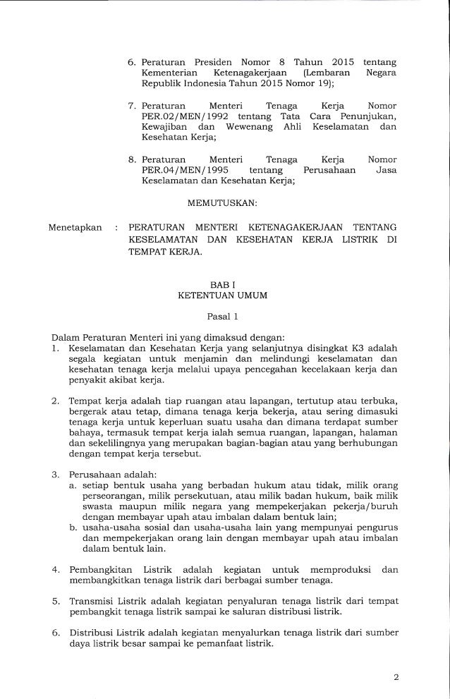 Permenaker No 2 Tahun 1992 Tentang Ahli K3 Umum Tentang Tahun
