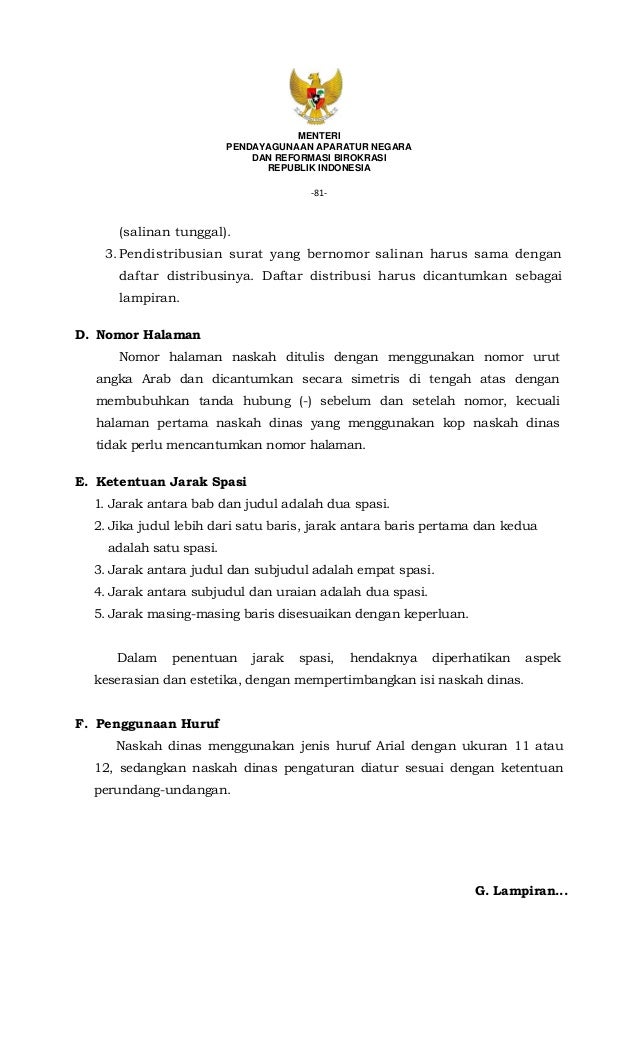 Permenpan No 80 Tahun 2012 Tentang Pedoman Tata Naskah Dinas Instansi