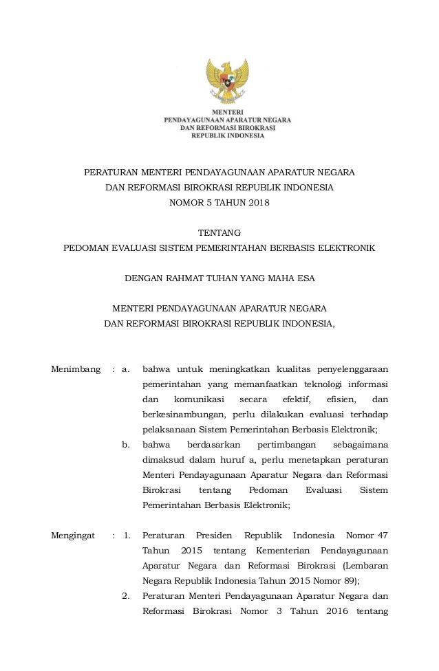 Permenpan nomor 5 tahun 2018