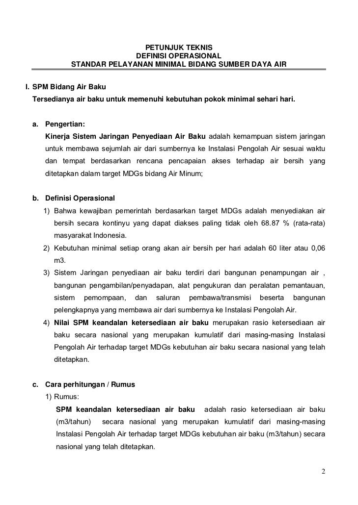 PerMen Pekerjaan Umum No. 14 Tahun 2010 Standar Pelayanan 