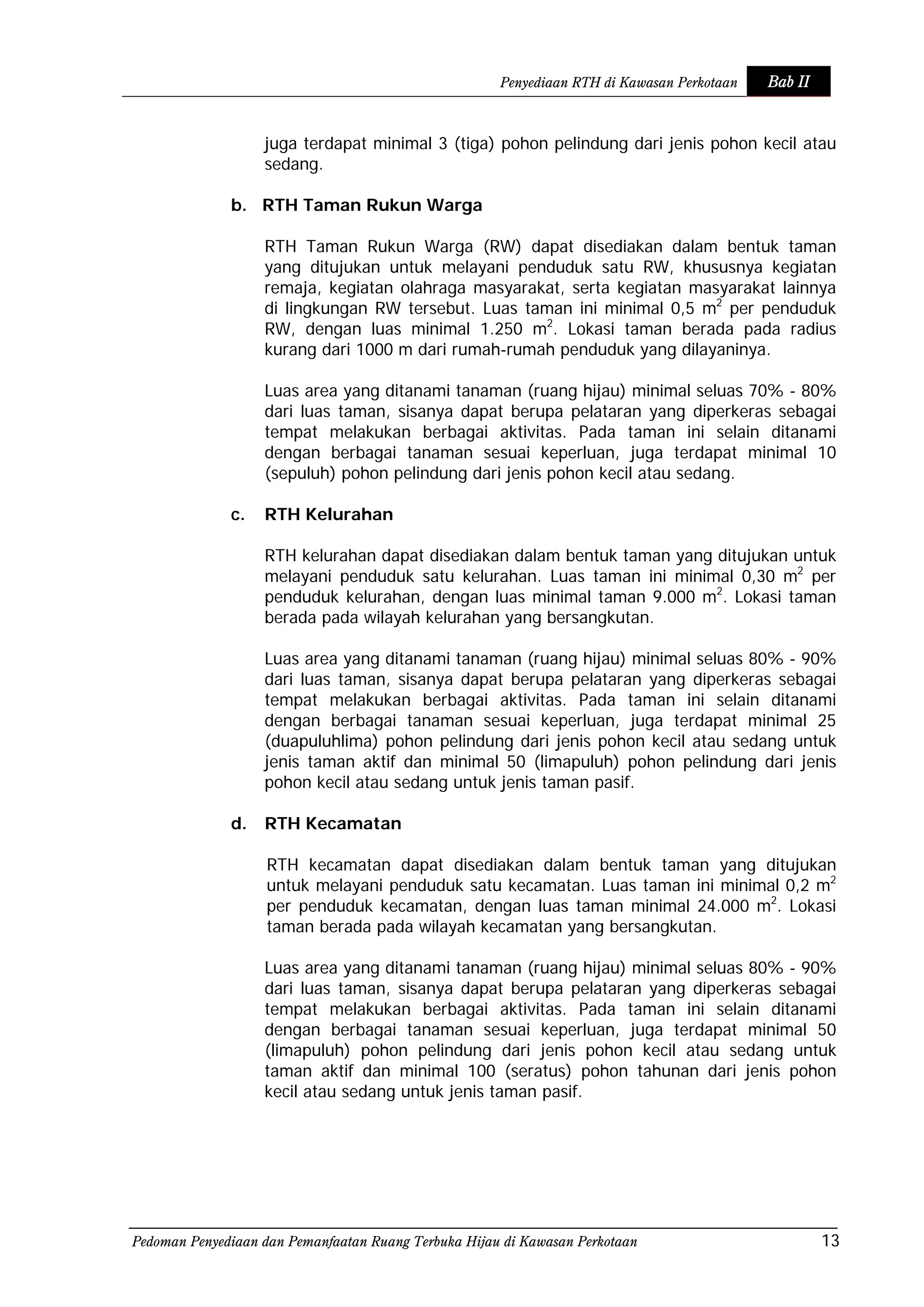 Pedoman Rth Permen pu no. 5 tahun 2008 tentang rth | PDF