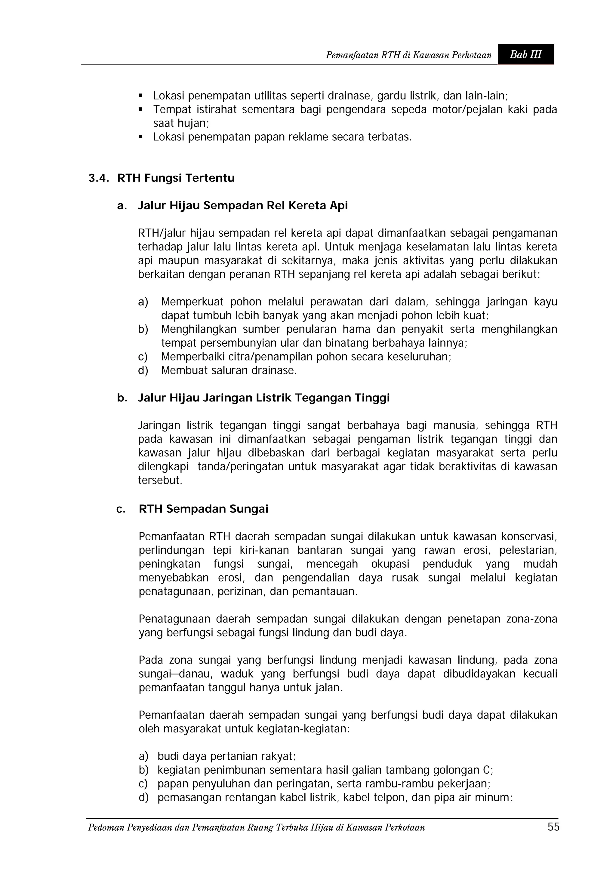 Pedoman Rth Permen pu no. 5 tahun 2008 tentang rth | PDF