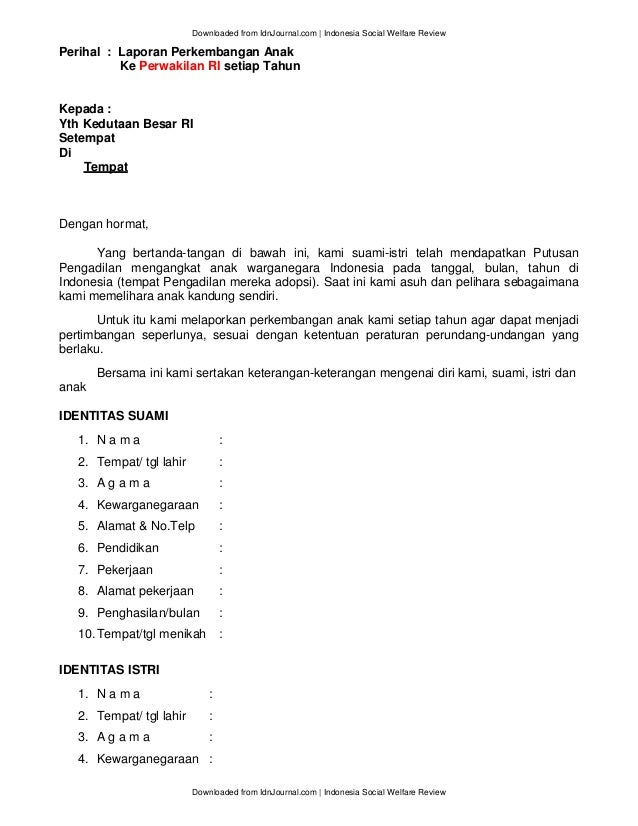Contoh Surat Permohonan Adopsi Anak Ke Pengadilan