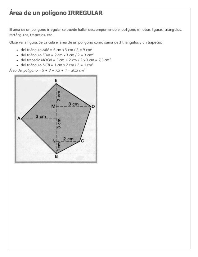 Perímetros y áreas de los polígonos regulares e irregulares