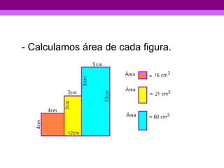- Calculamos área de cada figura.
 