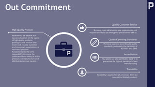 Out Commitment
At Permeva, we believe that
success depends on the supply
of high-quality products,
packages and services that
meet and exceed customer
and consumer expectations of
our brand products.
Fundamental to this is the
responsibility to ensure the
quality and food safety of all the
products we manufacture and
distribute across our markets.
High Quality Products
Accreditation
Our plants are also certified by GMP + to
guarantee the highest standards in feed
manufacturing.
Permeva team will attain to your requirements and
requests and help you throughout your business with us.
Quality Customer Service
Traceability
Traceability is applied on all processes, from raw
materials to finished products.
Quality Operating Standards
Permeva operates according to quality
standards, particularly the standards of
ISO 9001 and GMP
.
 