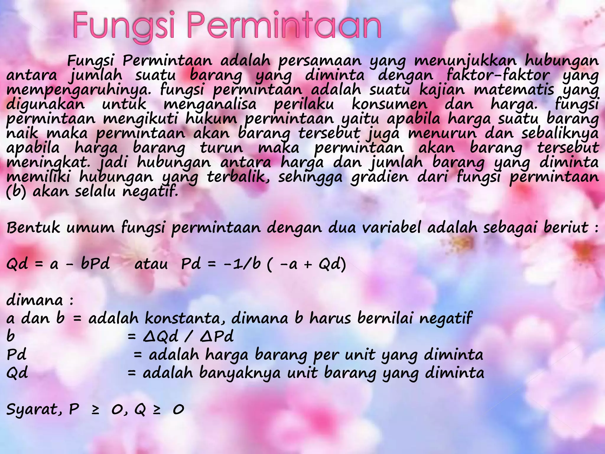 Fungsi Permintaan & Fungsi Penawaran | PPTX