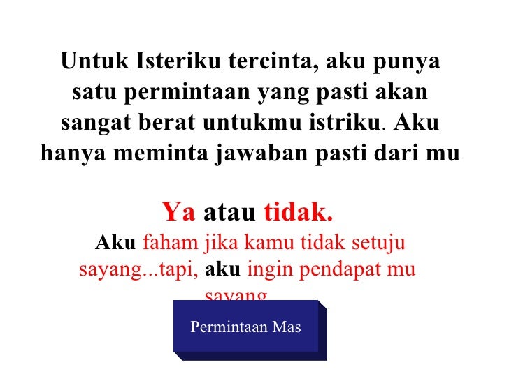 Permintaan Suami Kepada Istri