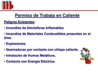 Usar equipos de protección personal dieléctrico (guantes, calzado, etc).Permiso de Trabajo en Espacios ConfinadosEs uno de los trabajos de mantenimiento más peligrosos para la seguridad de los trabajadores.Un espacio confinado es un lugar cerrado o limitado por su superficie, con acceso dificultoso, que puede contener o producirse en su interior atmósfera asfixiante, inflamable, irritante, corrosiva o tóxica y que no ha sido diseñado para la permanencia de personas en él. 