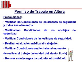 Permiso de Trabajo en Espacios ConfinadosPrecauciones:Limpieza del Espacio Confinado completa.