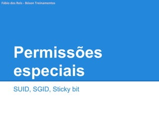Permissões
especiais
SUID, SGID, Sticky bit
Fábio dos Reis - Bóson Treinamentos
 