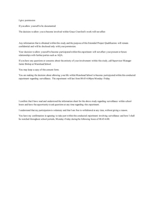 I give permission
If you allow yourself to be documented
The decision to allow you to become involved within Grace Crawfor...