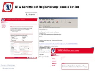 1. Schritt: B! & Schritte der Registrierung (double opt-in) 
