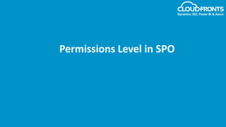 Permissions Level in SPO
 