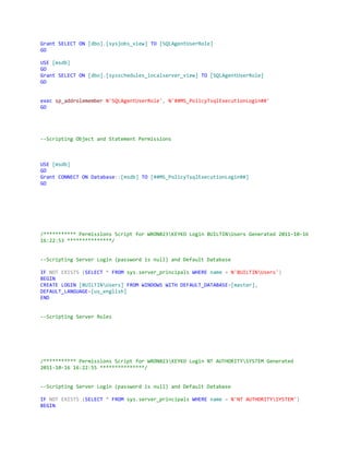Logi Ms Script Permissions script for SQL Permissions | PDF