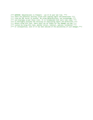 Permissions script for SQL Permissions | PDF