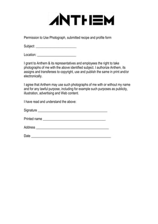 Permission to use photographs