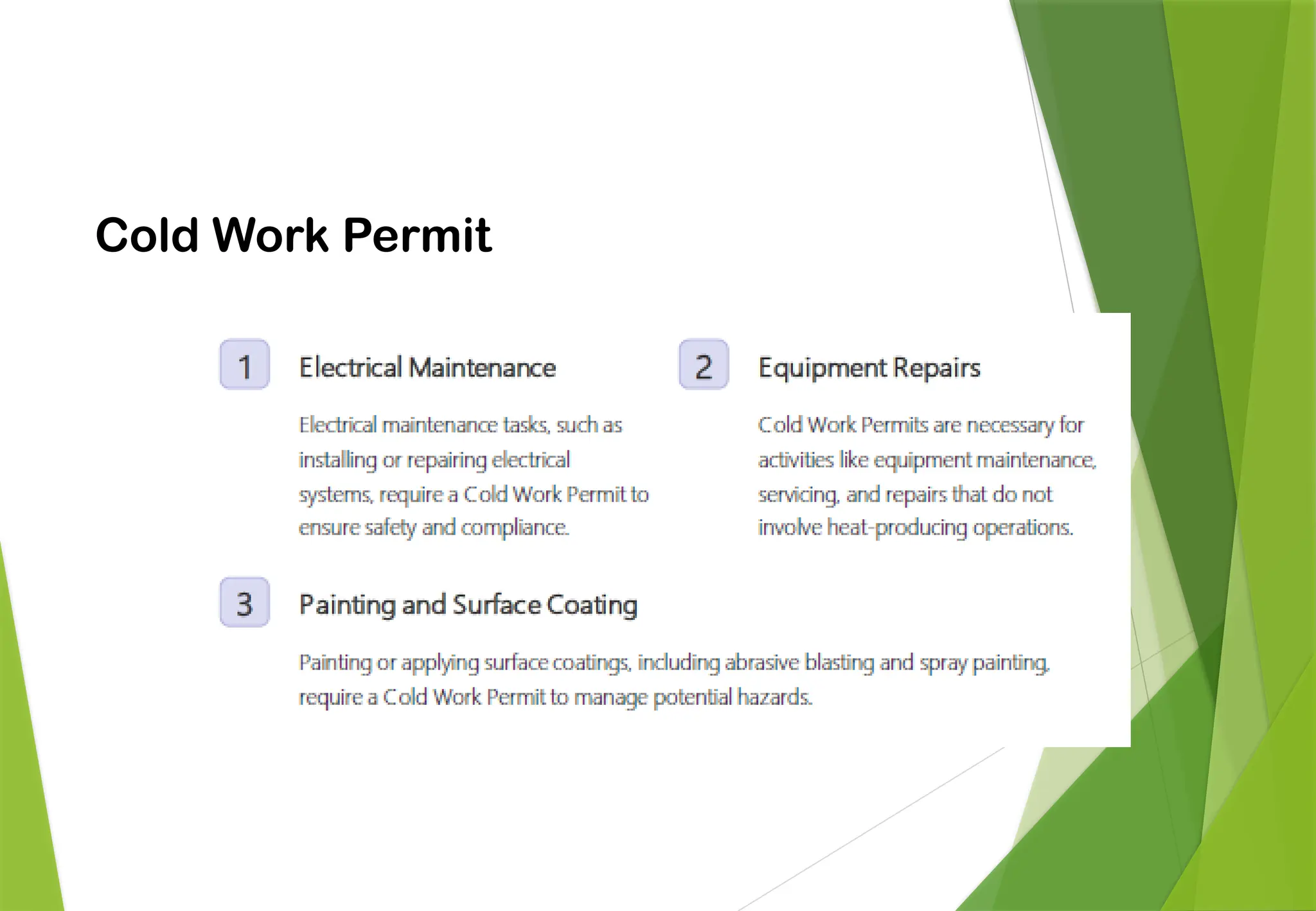 PERMIT TO WORK
Cold Work Permit
 