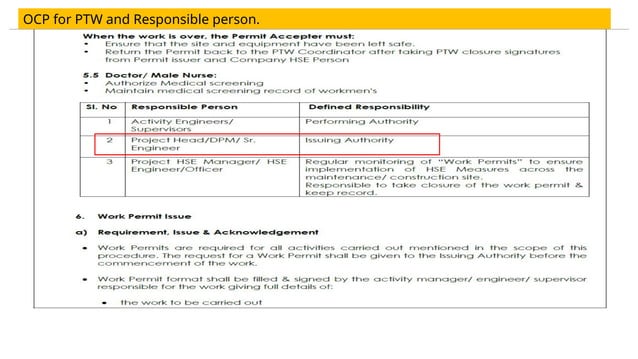 Permit Issure Permit to work slideshare.pptx and Types of Permit | PPTX