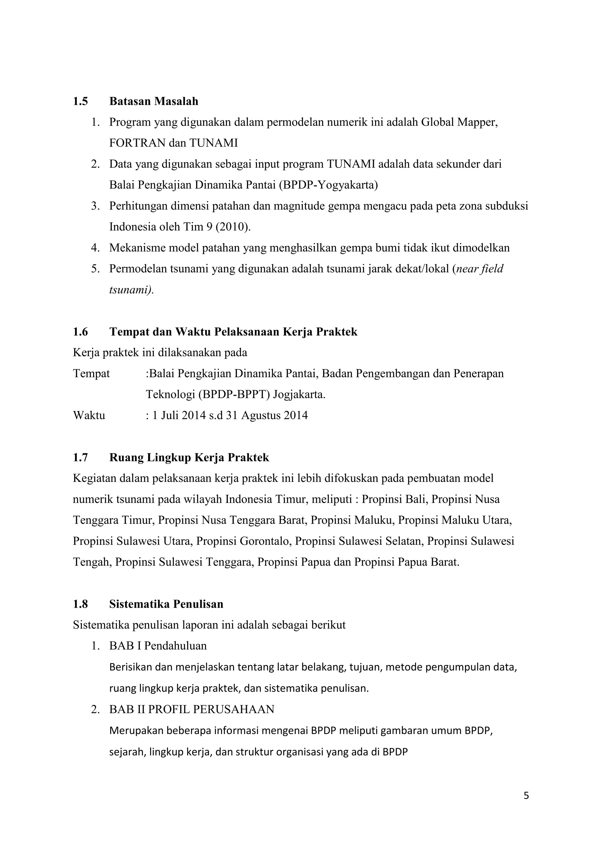 Permodelan Numerik untuk Menentukan Sebaran Run-Up Gelombang Tsunami di ...