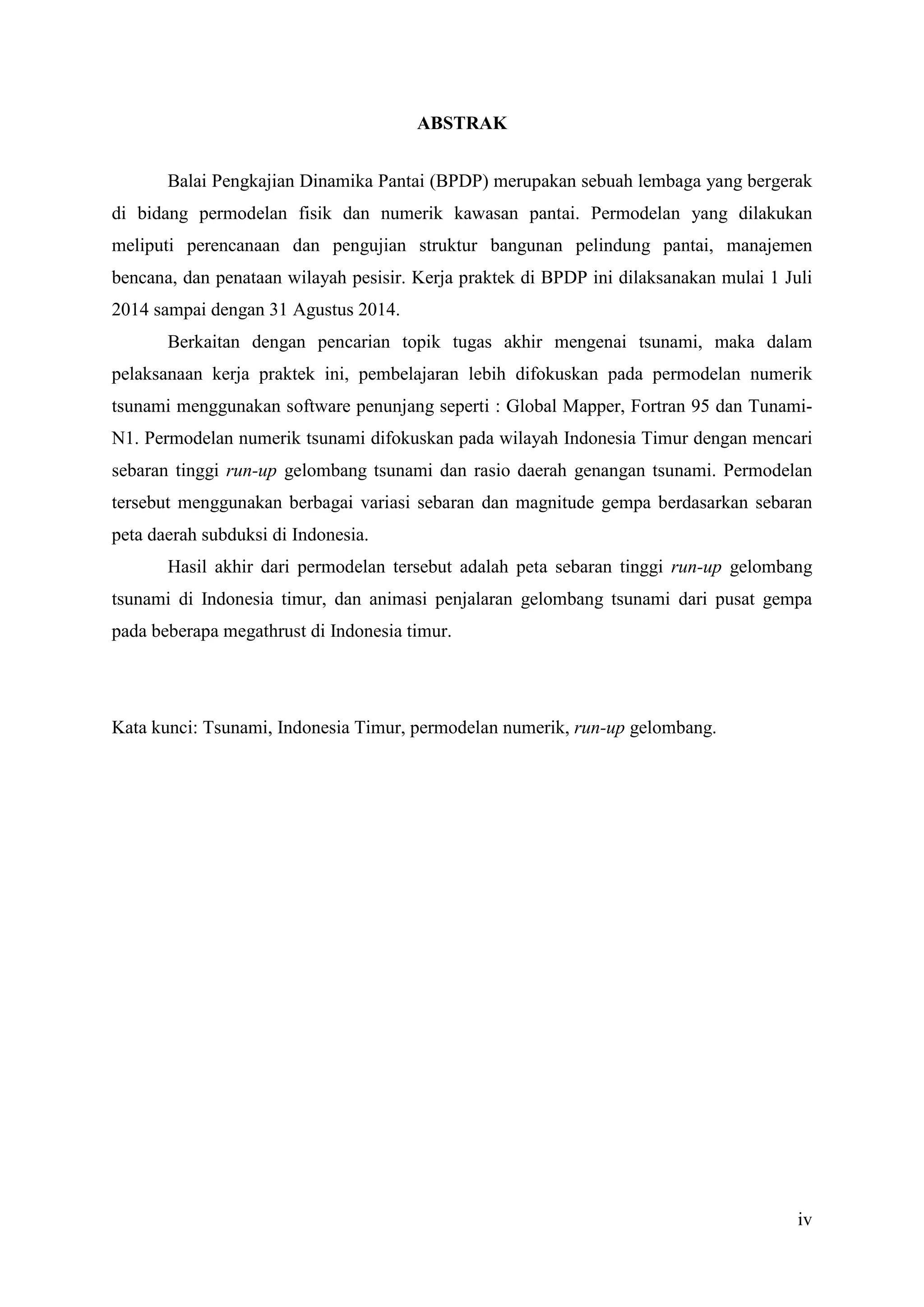 Permodelan Numerik untuk Menentukan Sebaran Run-Up Gelombang Tsunami di ...