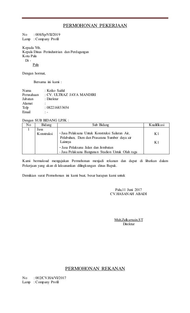 Surat Permohonan Menjadi Rekanan Guru Paud