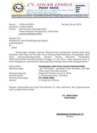 41 contoh surat permohonan dukungan bank