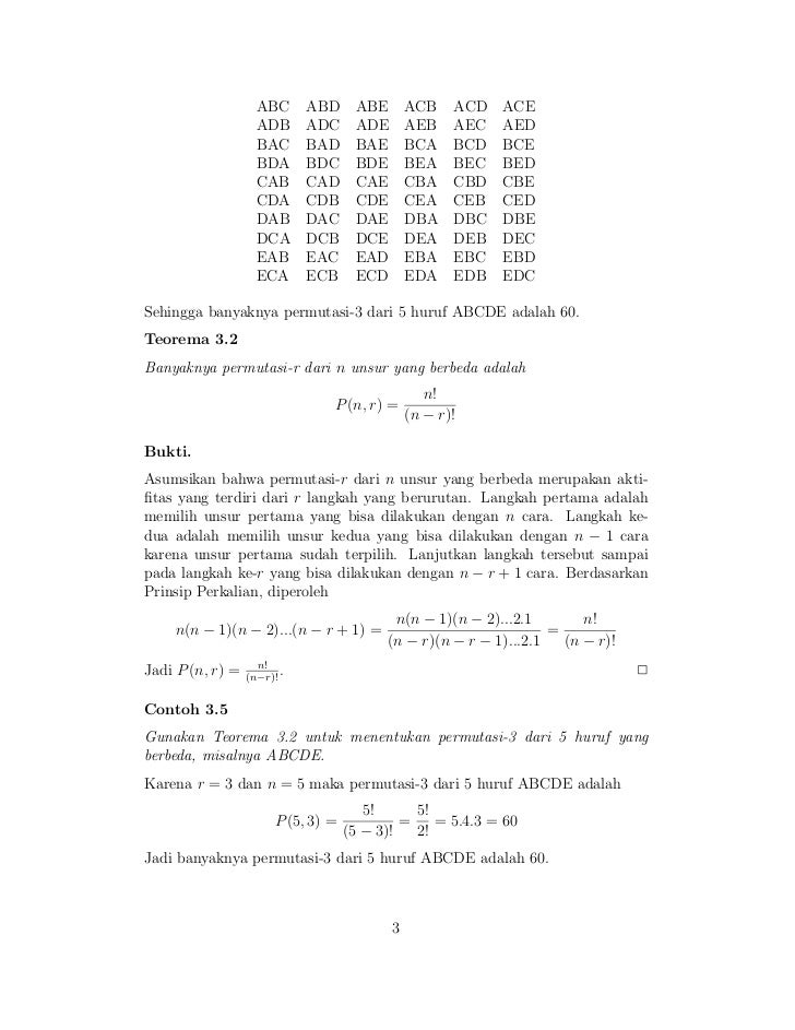Contoh Soal Permutasi Dengan Unsur Yang Berbeda - Berbagai Unsur