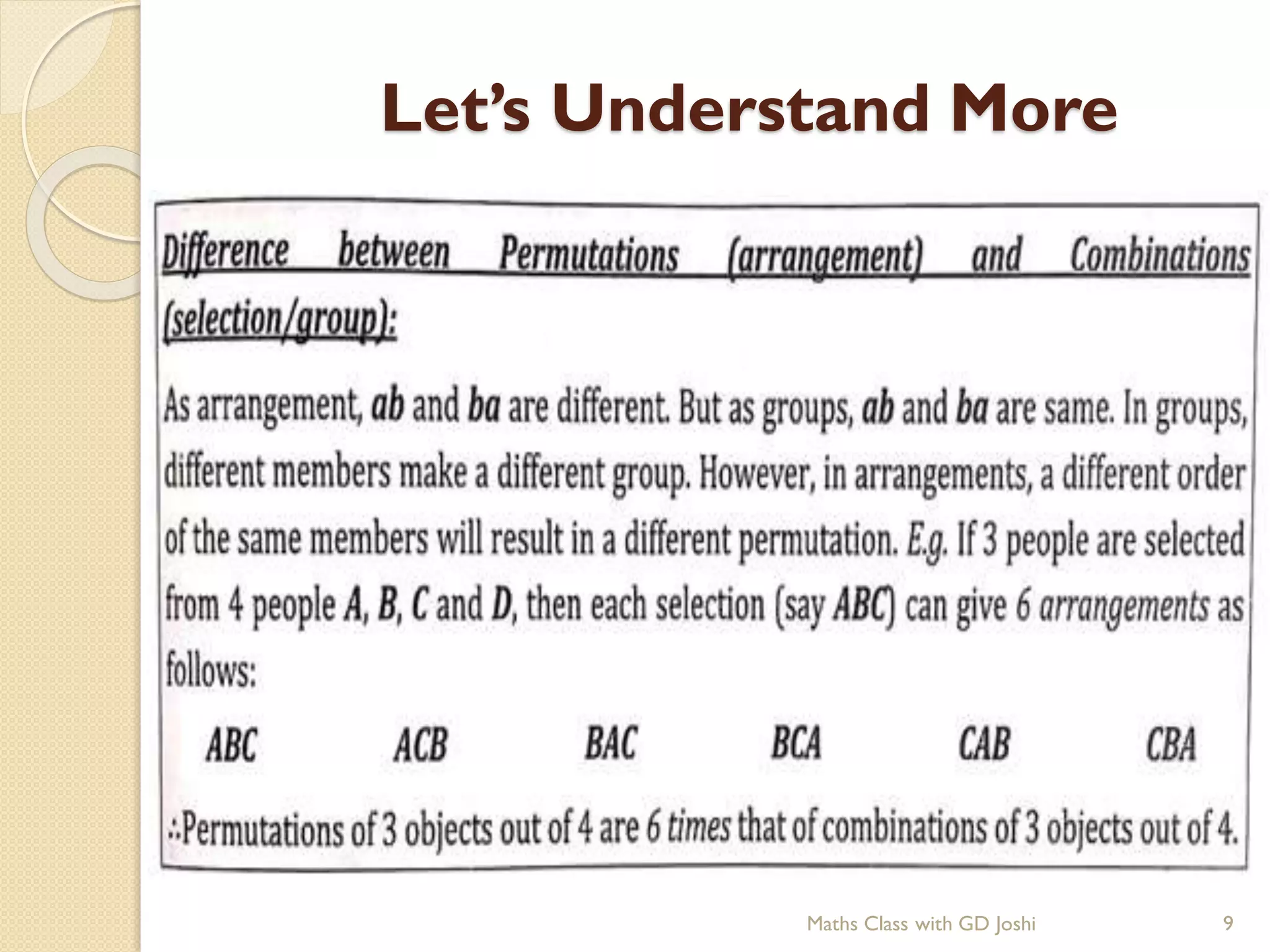 Let’s Understand More
Maths Class with GD Joshi 9
 