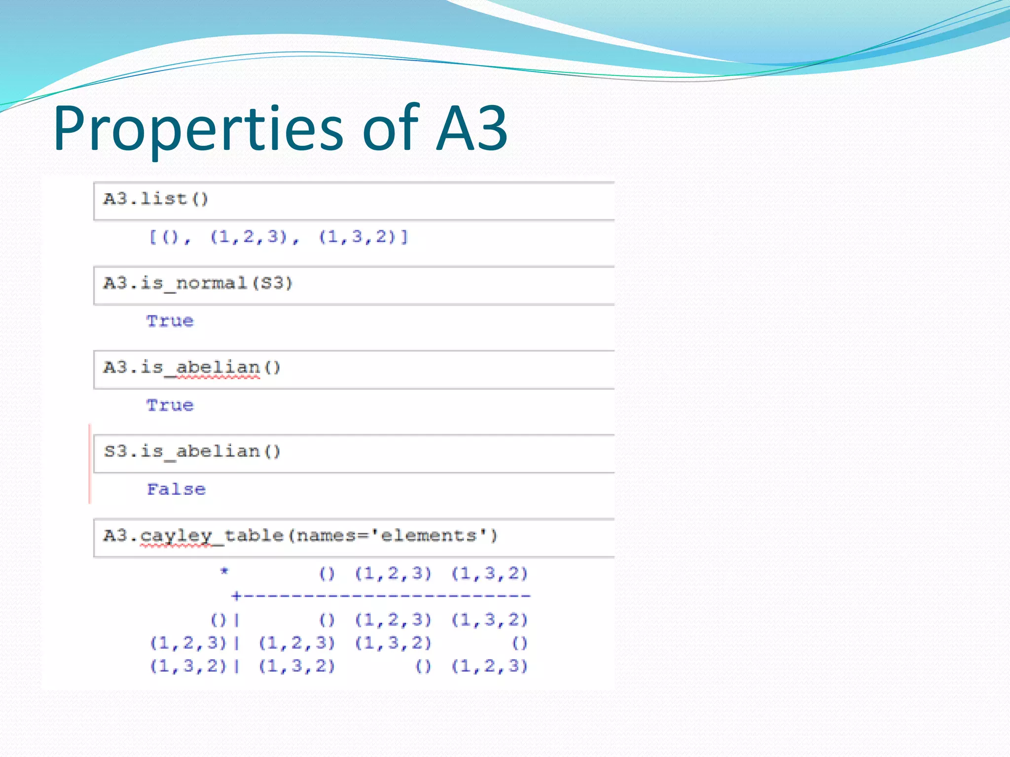 Properties of A3
 