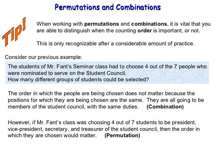 permutations and combinations