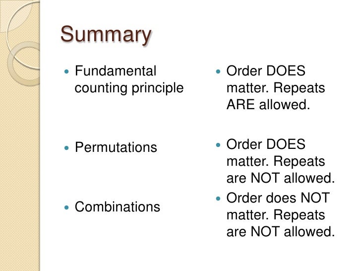 permutations and combinations