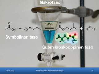 Case: Kemian opetus

12.11.2013

Mistä on hyvä e-oppimateriaali tehty?

10

 