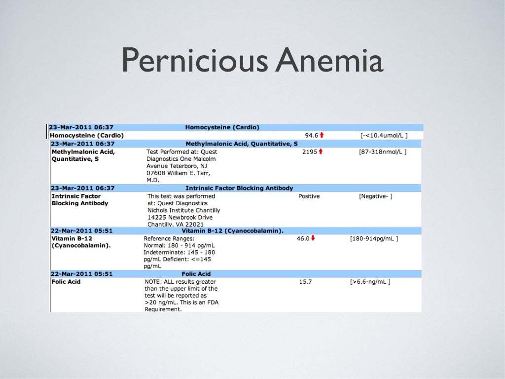 Pernicious anemia (Vitamin B12 deficiency)