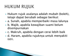 Pernikahan dalam islam talak, iddah dan rujuk | PPTX
